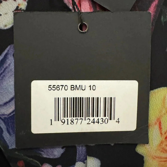 NWT Ieena for Mac Duggal Floral Illusion Puff Sleeve V-Neck Fitted Mini Dress - Picture 13 of 14